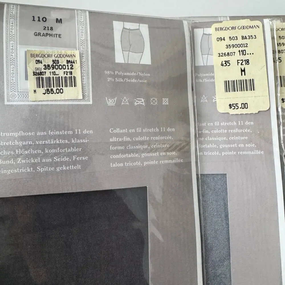 Y2K Fogal Noblesse 110 Pantyhose Graphite M Bergdorf Goodman Made in France